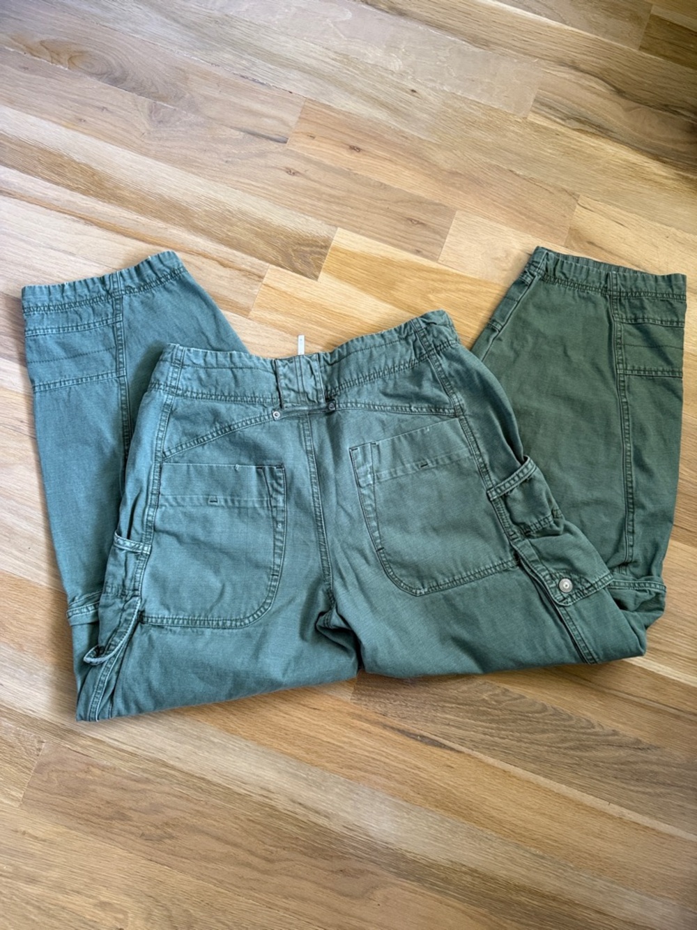 Free People Olive Green Cargo Trousers - Picture 3 of 7